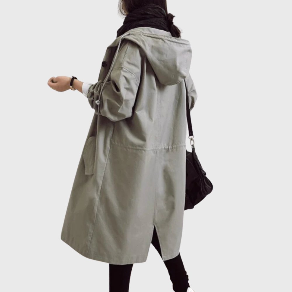 Ruth | Gewatteerde ruimvallende lange trenchcoat