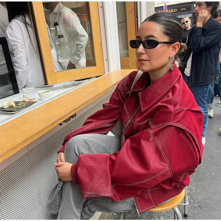 Renée | Oversized bomberjack met contraststiksel