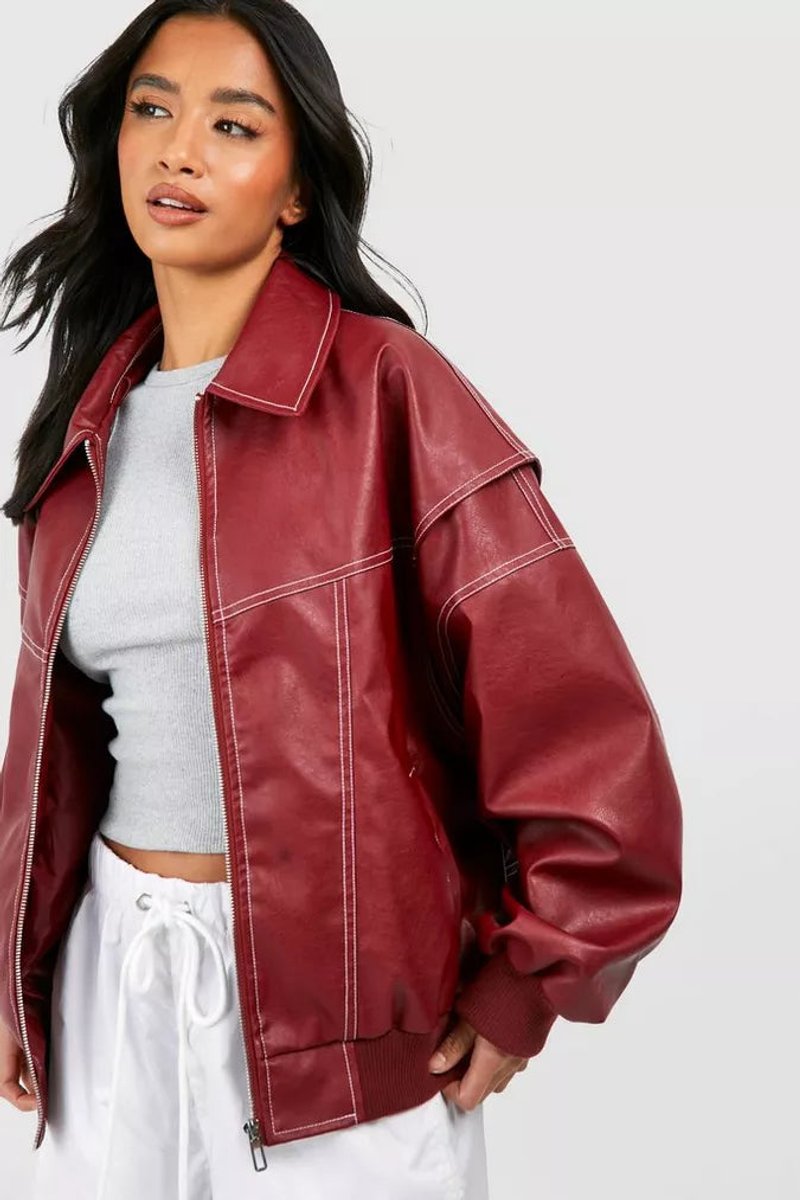 Renée | Oversized bomberjack met contraststiksel