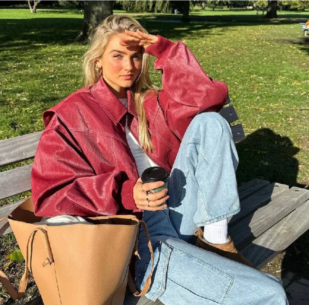 Renée | Oversized bomberjack met contraststiksel