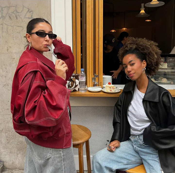 Renée | Oversized bomberjack met contraststiksel
