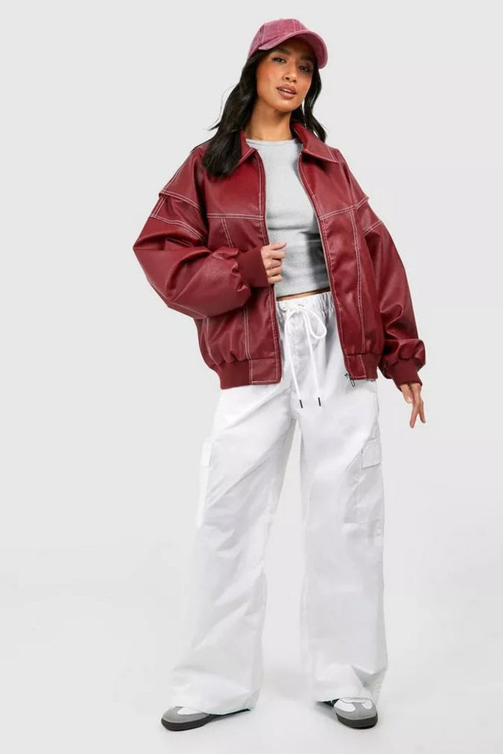 Renée | Oversized bomberjack met contraststiksel