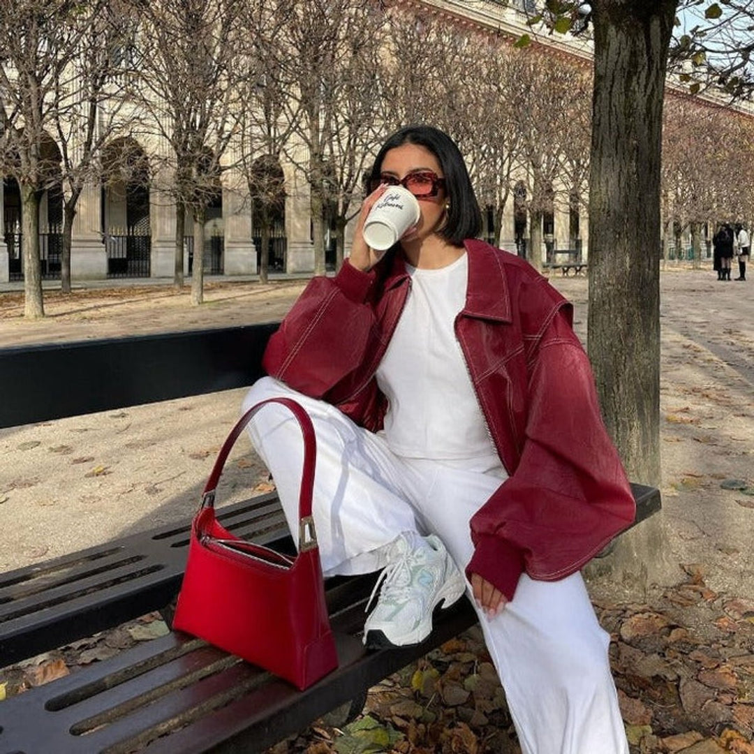 Renée | Oversized bomberjack met contraststiksel