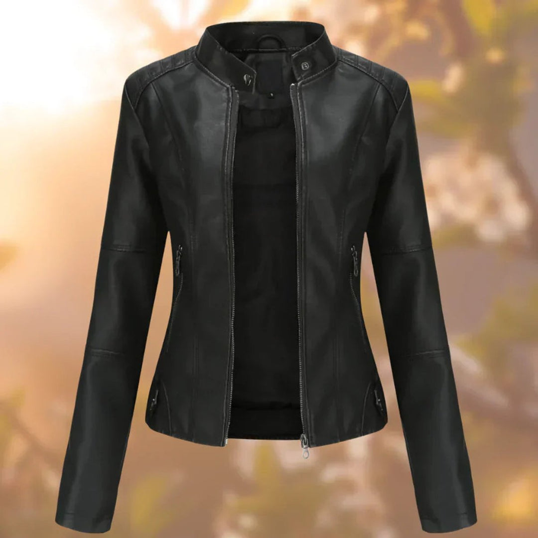 Larissa | Slanke bikerjack met rits