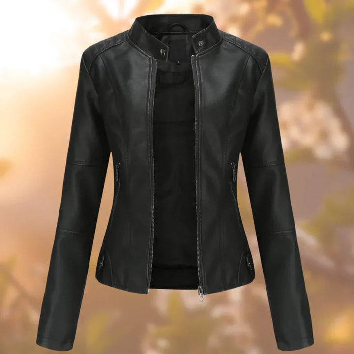 Larissa | Slanke bikerjack met rits